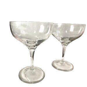 Vintage Clear Crystal Coupe Cocktail Glasses Set Of 2